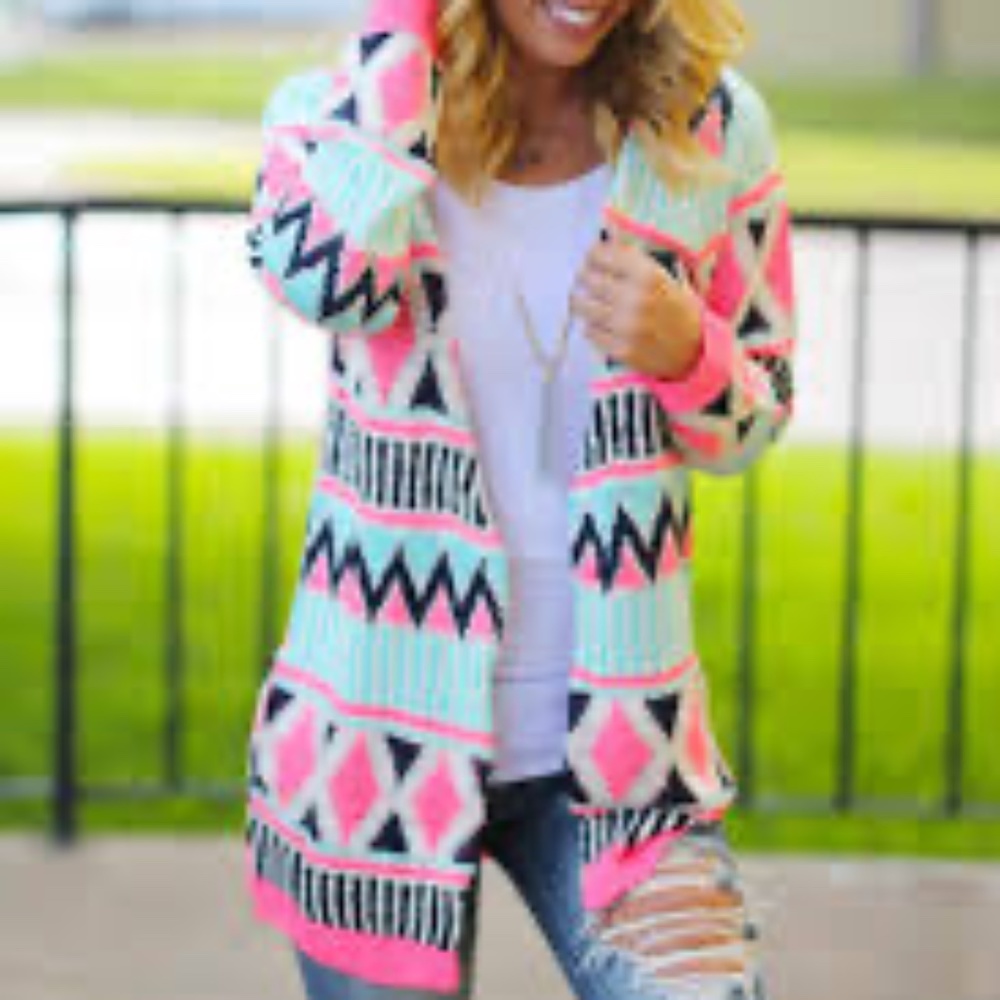 Pink Lily Mint Open Cardigan Long Small ILove